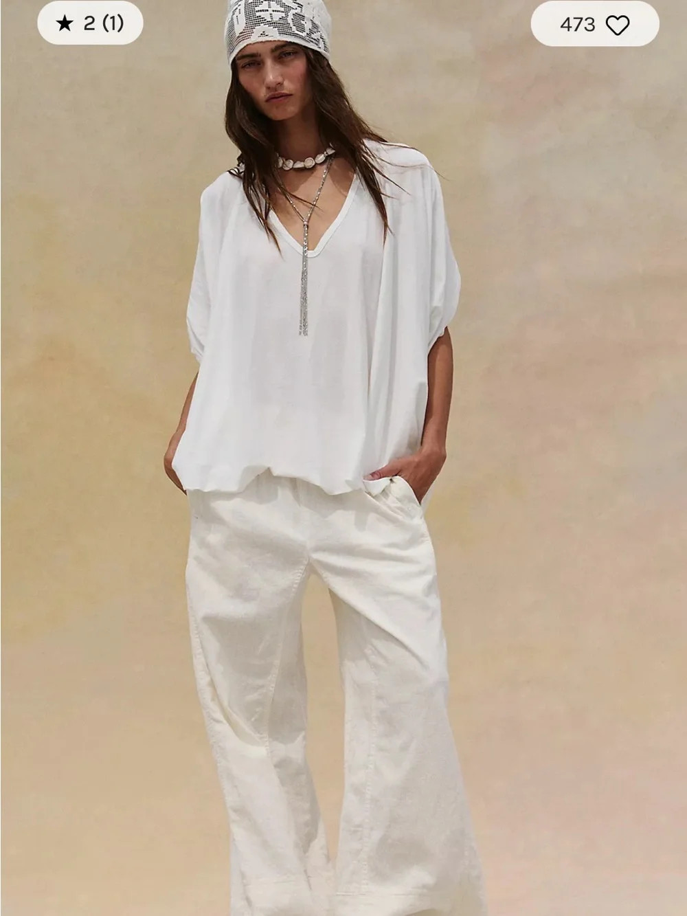 Free People White Twisted Back Sleeveless Tee